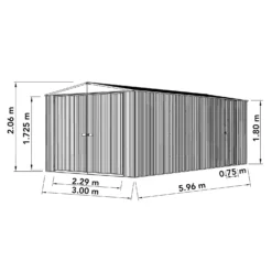Absco 10 X 20ft Utility Workshop Apex Metal Shed - Zinc -Elise Bloom 13440861 7434929163629585