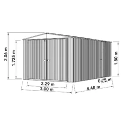 Absco 10 X 15ft Utility Workshop Apex Metal Shed - Zinc -Elise Bloom 13440863 1074929163582140