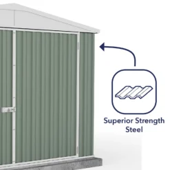 Absco 10 X 15ft Utility Workshop Apex Metal Shed - Green -Elise Bloom 13440865 1364929164491347