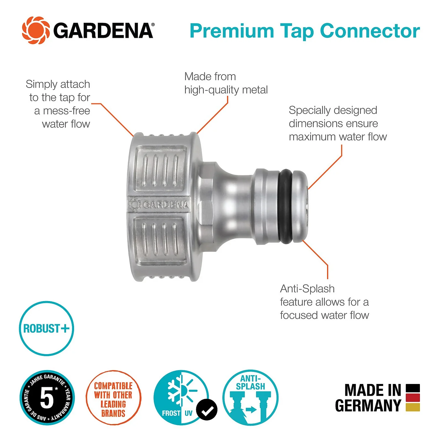 GARDENA Premium Tap Hose Pipe Connector 7 GARDENA Premium Tap Hose Pipe Connector - Image 5