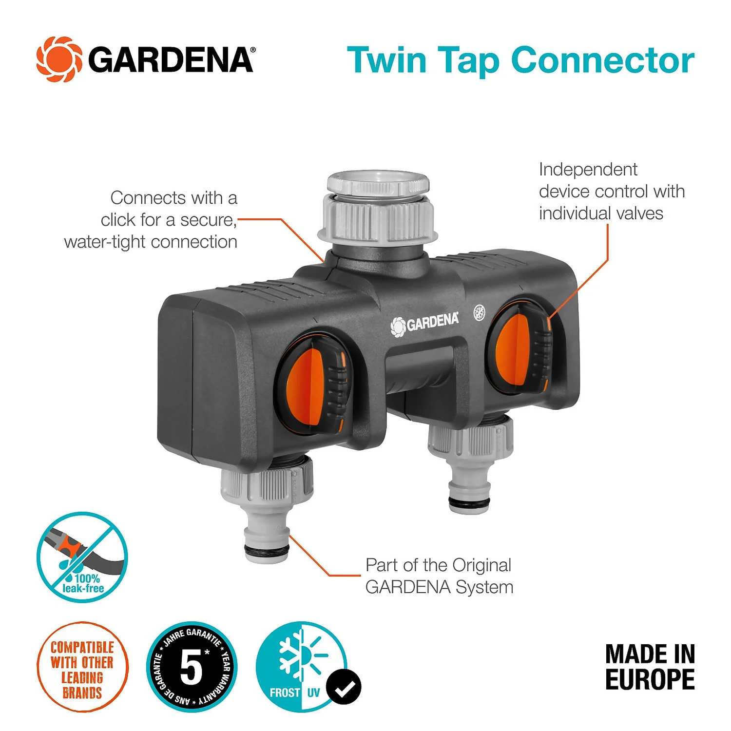 GARDENA Twin-Tap Hose Pipe Connector 7 GARDENA Twin-Tap Hose Pipe Connector - Image 5
