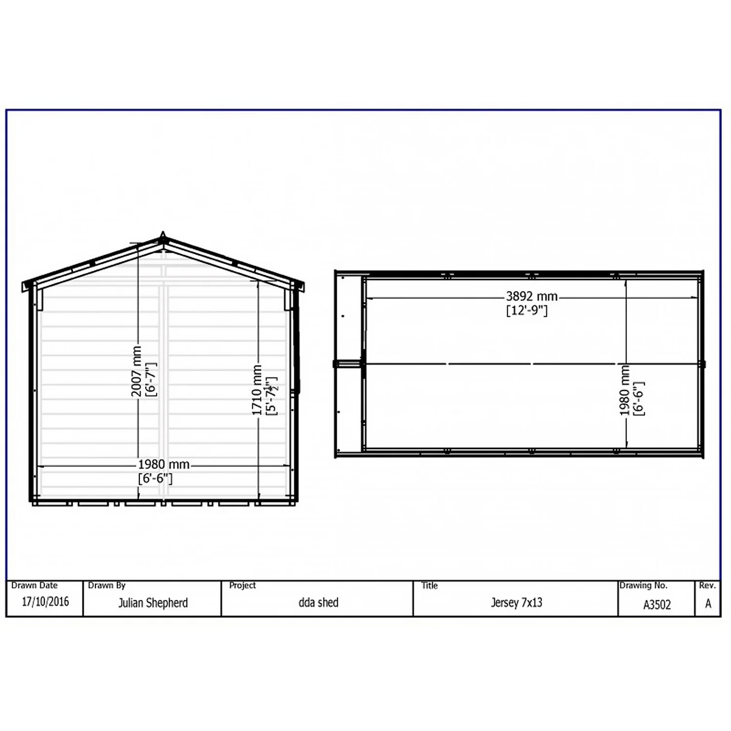 Shire 7 X 13ft Jersey Double Door Garden Shed 9 Shire 7 X 13ft Jersey Double Door Garden Shed - Image 7