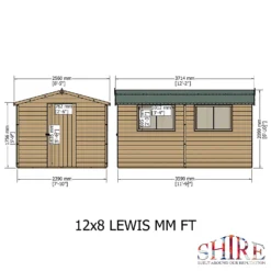 Shire 12 X 8ft Lewis Garden Shed - Including Installation -Elise Bloom 13505257 5914926479005767