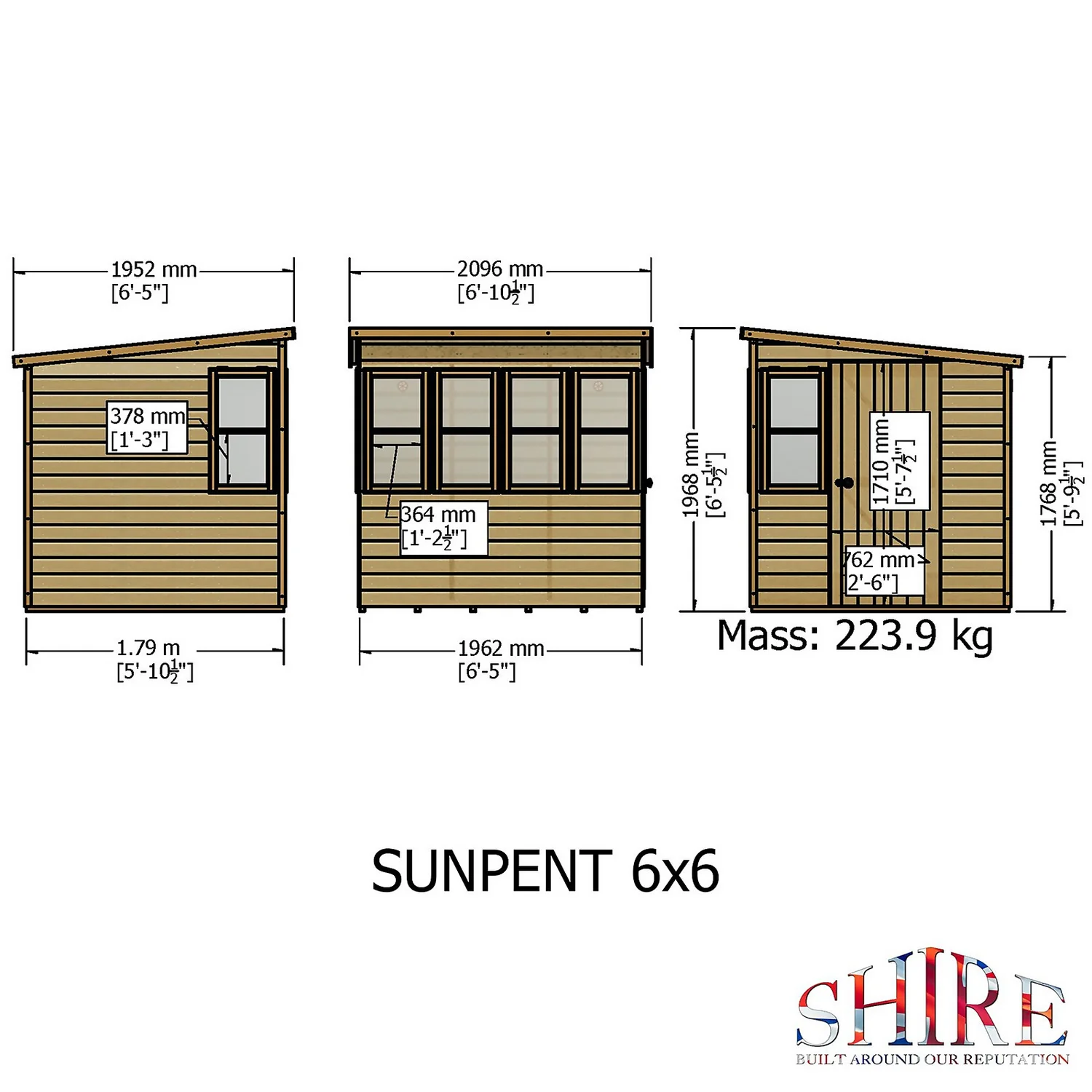 Shire 6 X 6ft Sun Pent Shed 5 Shire 6 X 6ft Sun Pent Shed - Image 3