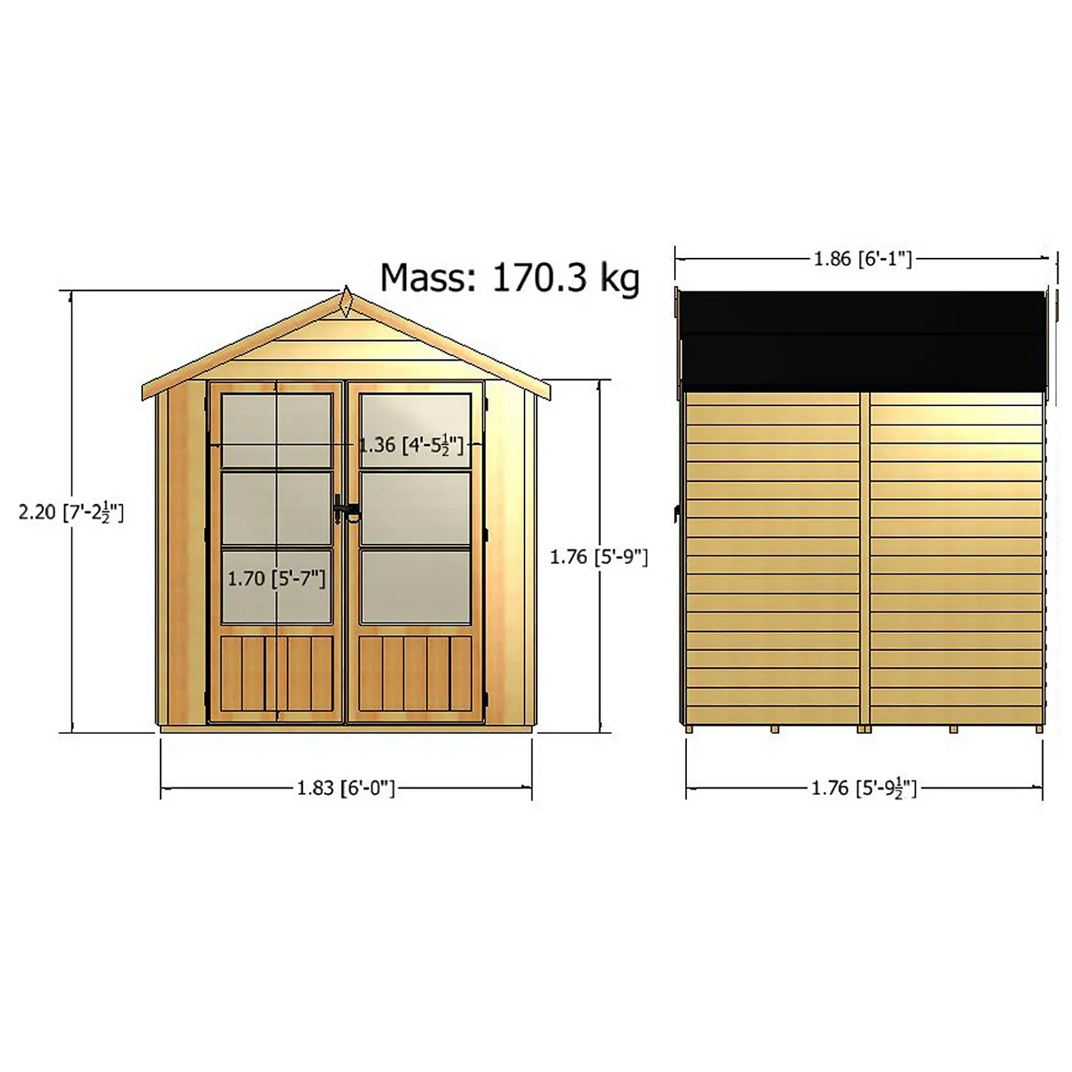 Shire 6 X 6ft Oatland Double Door Summerhouse 5 Shire 6 X 6ft Oatland Double Door Summerhouse - Image 3
