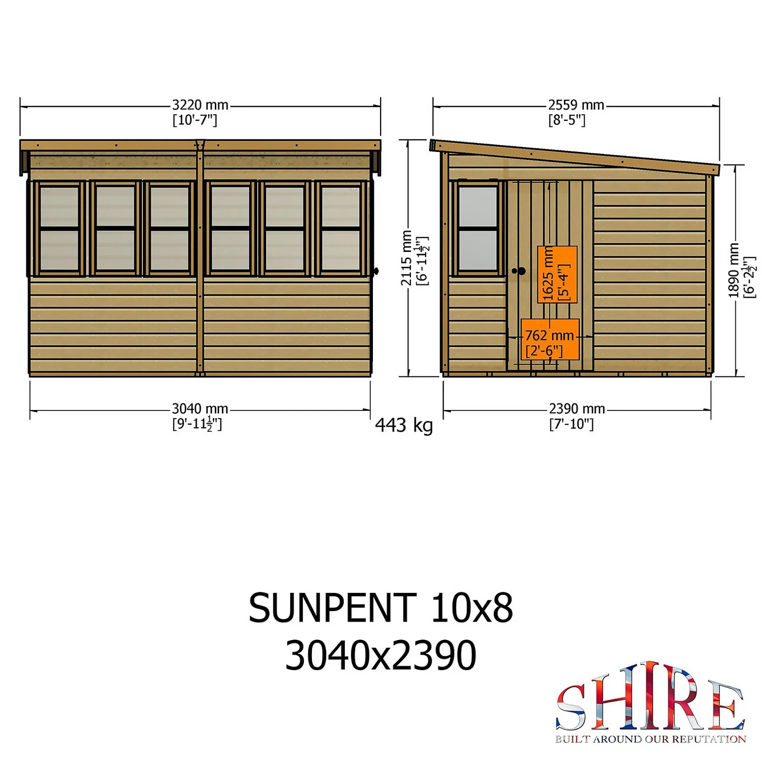 Shire 10 X 8ft Sun Pent Shed - Including Installation 5 Shire 10 X 8ft Sun Pent Shed - Including Installation - Image 3
