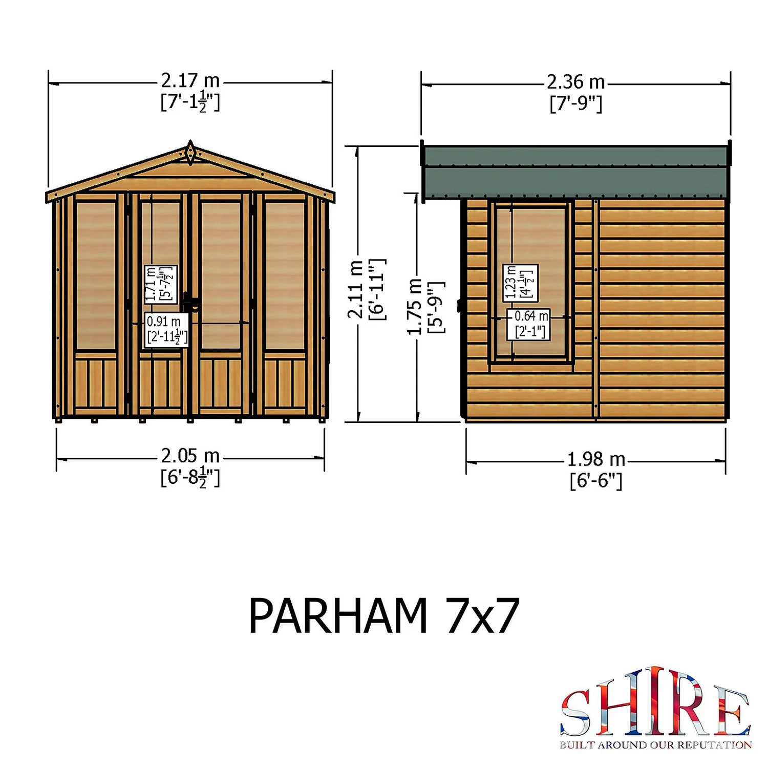 Shire 7 X 7ft Parham Double Door Summerhouse 7 Shire 7 X 7ft Parham Double Door Summerhouse - Image 5