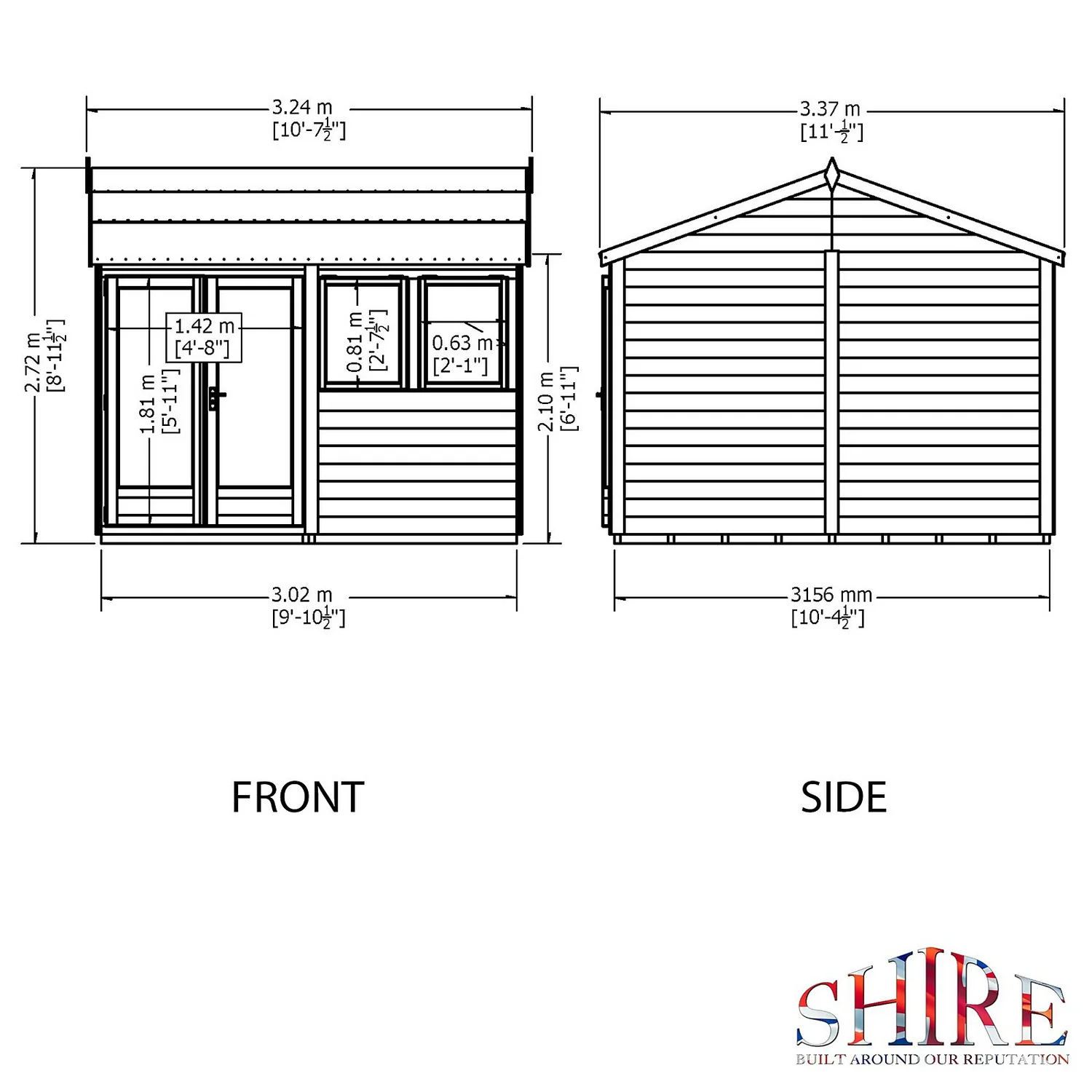 Shire 10 X 10ft Double Door Garden Office 5 Shire 10 X 10ft Double Door Garden Office - Image 3