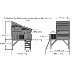 Shire 6x4ft Command Post Wooden Playhouse With Platform - Including Installation -Elise Bloom 13505342 1124931993026995