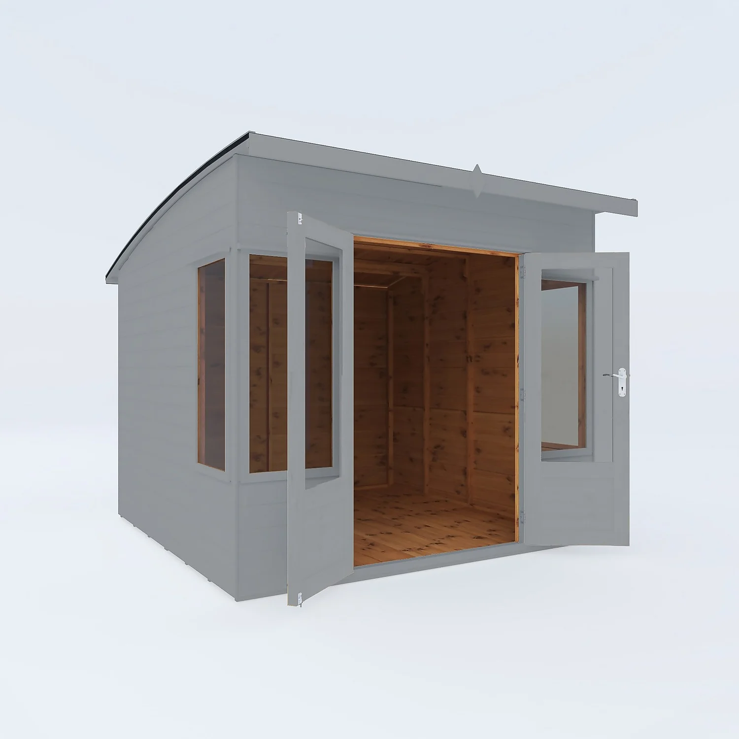 Country Living Premium Langham 8ft X 8ft Curved Roof Summerhouse Painted + Installation - Thorpe Towers Grey 3 Country Living Premium Langham 8ft X 8ft Curved Roof Summerhouse Painted + Installation - Thorpe Towers Grey