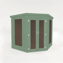 Country Living Premium Ribble 7ft X 7ft Corner Summerhouse Painted + Installation - Aurora Green