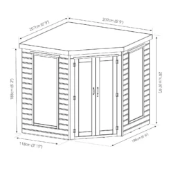 Country Living Premium Ribble 7ft X 7ft Corner Summerhouse Painted + Installation - Aurora Green -Elise Bloom 13554920 2124945631561697