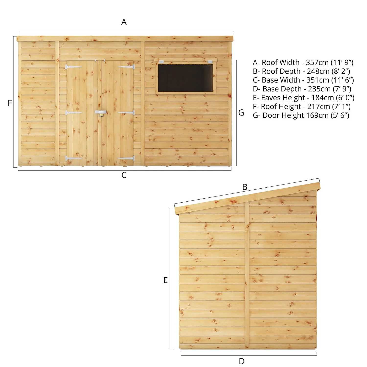 Mercia 12ft X 8ft Premium Shiplap Pent Shed 11 Mercia 12ft X 8ft Premium Shiplap Pent Shed - Image 9