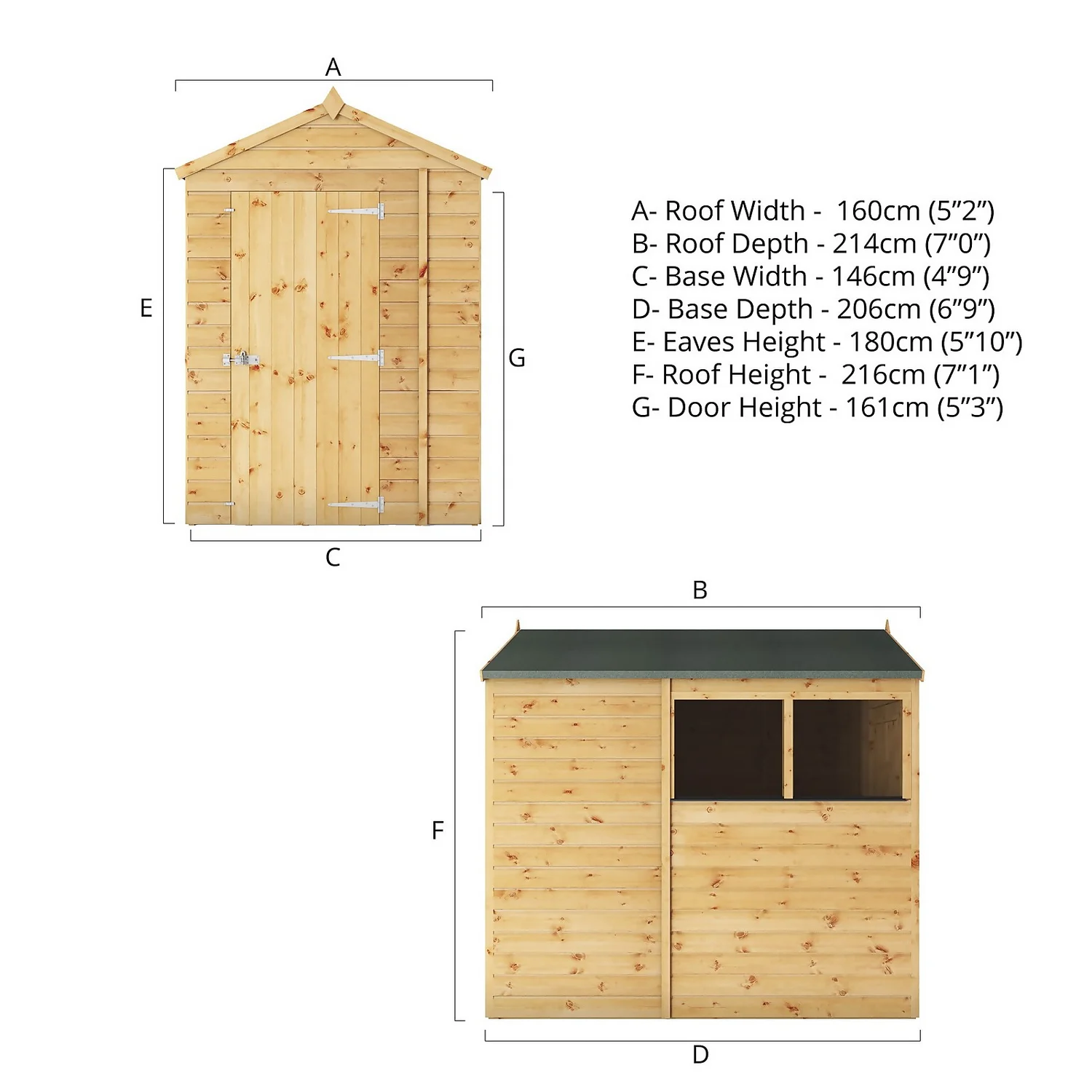 Mercia 7ft X 5ft Premium Shiplap Apex Shed 9 Mercia 7ft X 5ft Premium Shiplap Apex Shed - Image 7