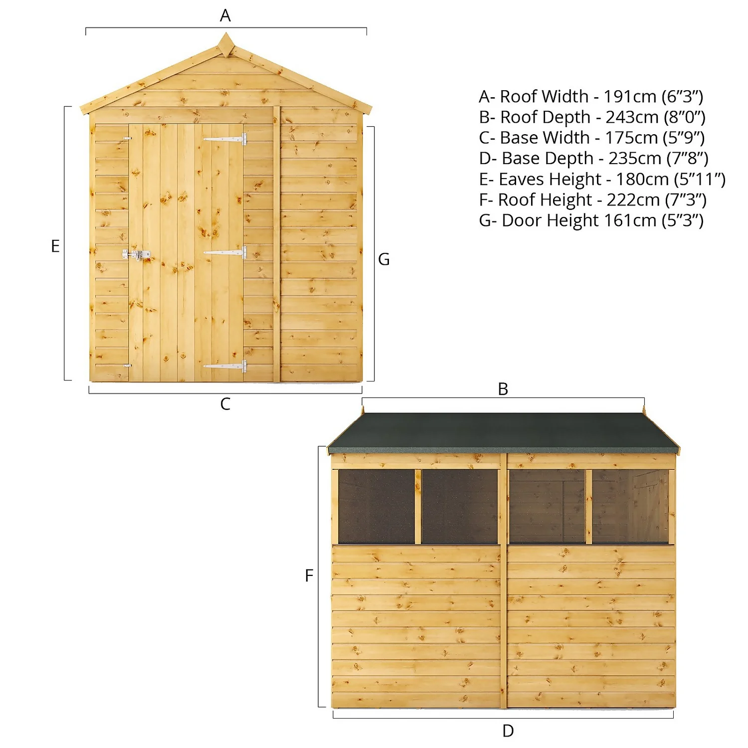 Mercia 8ft X 6ft Premium Shiplap Apex Shed 9 Mercia 8ft X 6ft Premium Shiplap Apex Shed - Image 7
