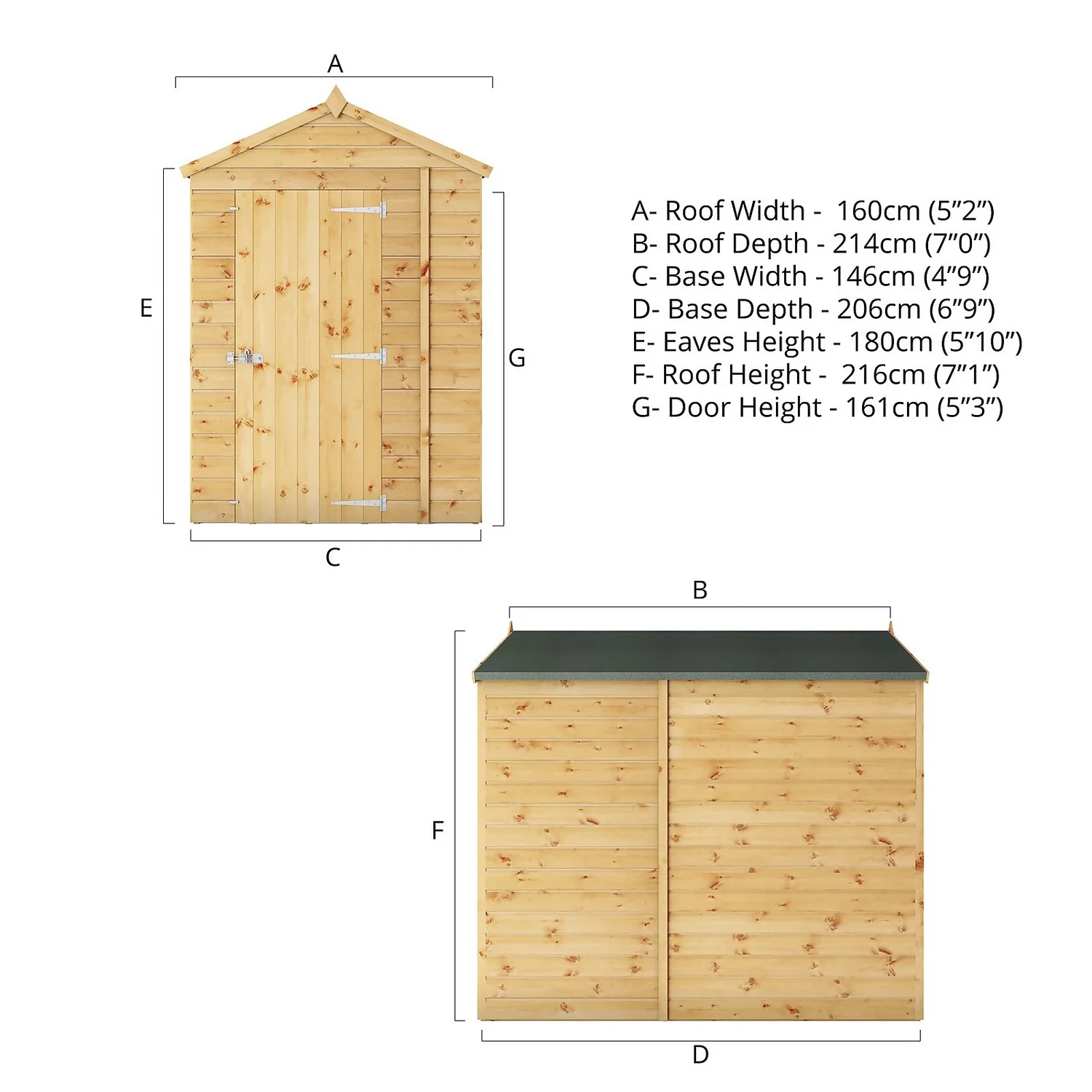 Mercia 7ft X 5ft Premium Windowless Shiplap Apex Shed 8 Mercia 7ft X 5ft Premium Windowless Shiplap Apex Shed - Image 6