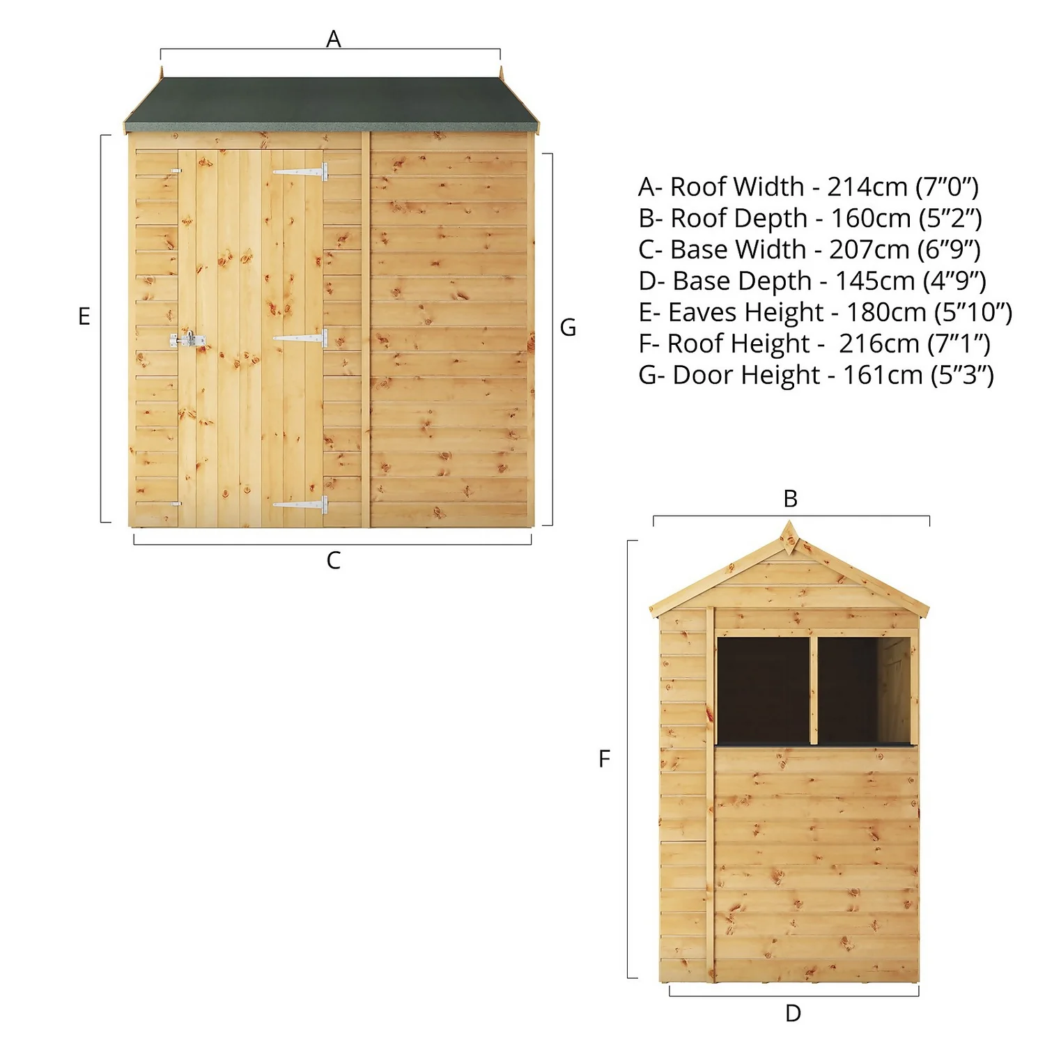 Mercia 7ft X 5ft Premium Shiplap Reverse Apex Shed 9 Mercia 7ft X 5ft Premium Shiplap Reverse Apex Shed - Image 7
