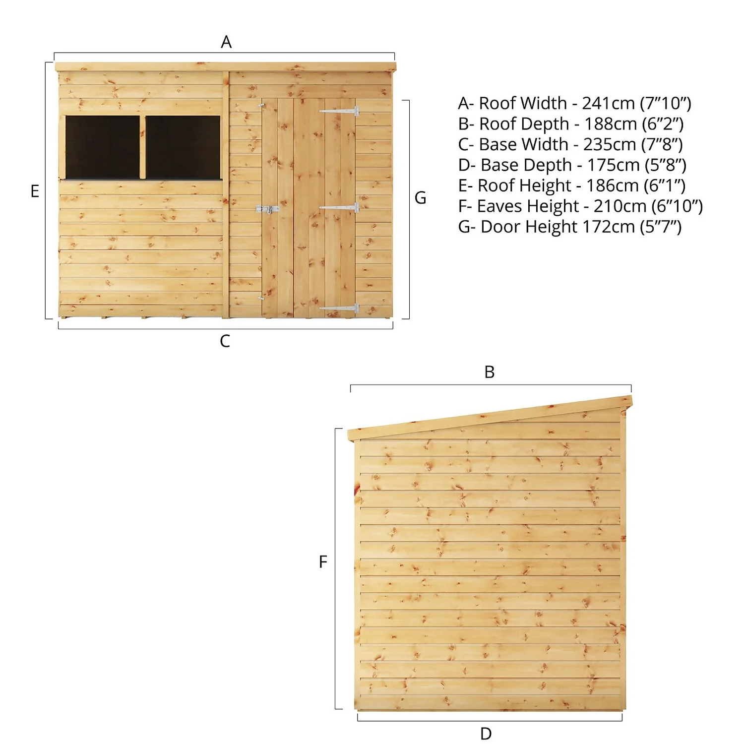Mercia 8ft X 6ft Premium Shiplap Pent Shed 9 Mercia 8ft X 6ft Premium Shiplap Pent Shed - Image 7