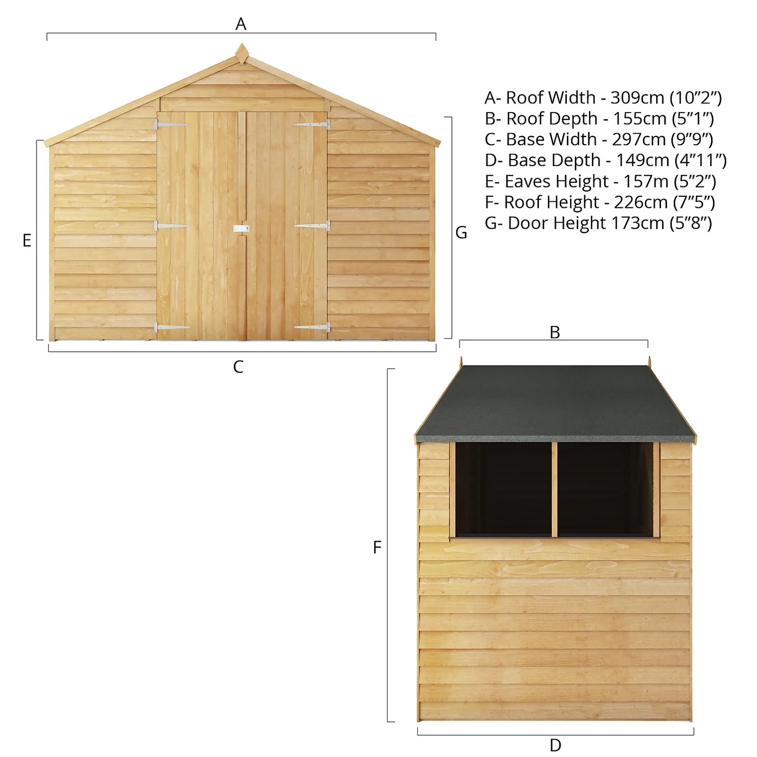 Mercia 5ft X 10ft Overlap Apex Shed 11 Mercia 5ft X 10ft Overlap Apex Shed - Image 9
