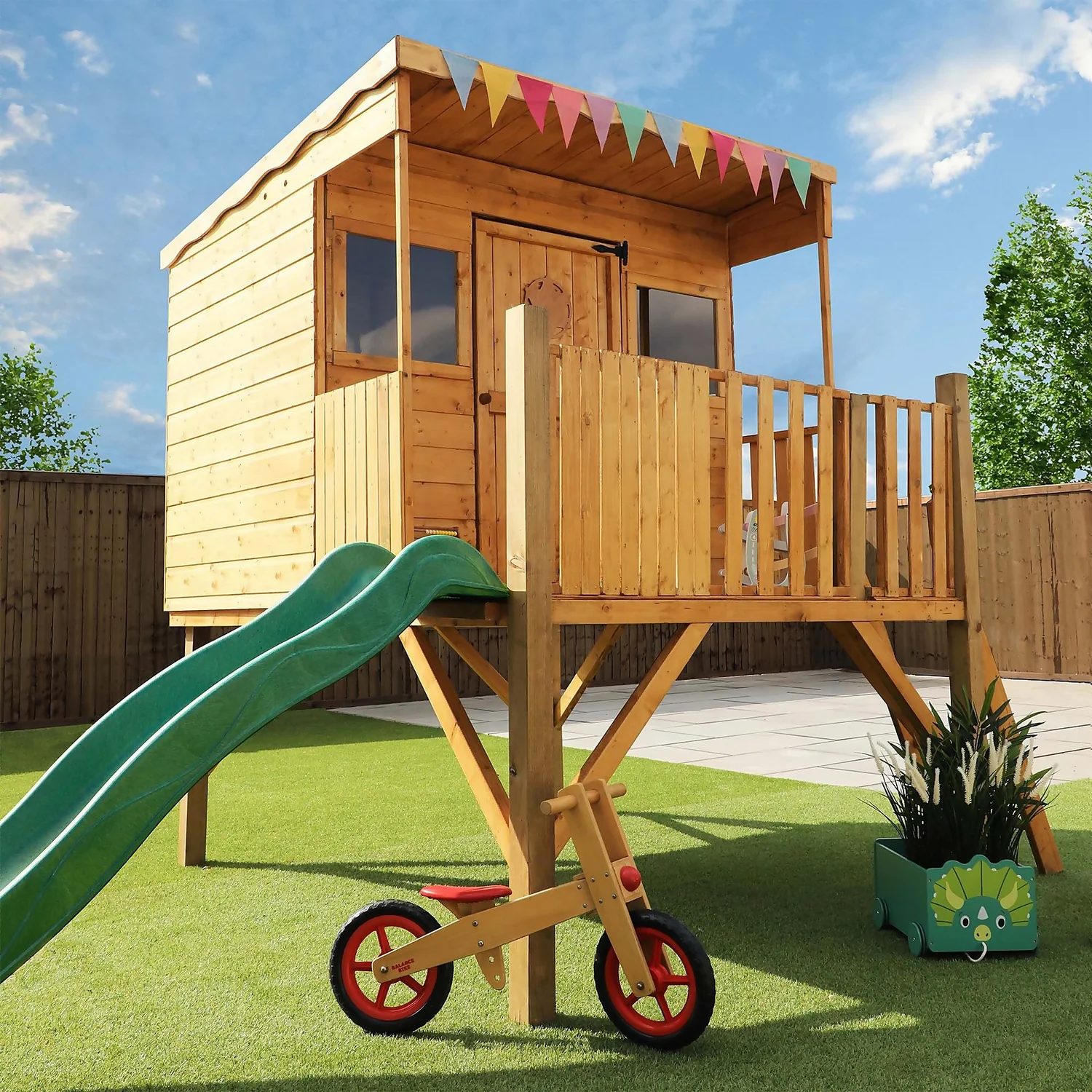 Mercia 5ft X 6ft Pent Wooden Playhouse With Tower & Slide 4 Mercia 5ft X 6ft Pent Wooden Playhouse With Tower & Slide - Image 2