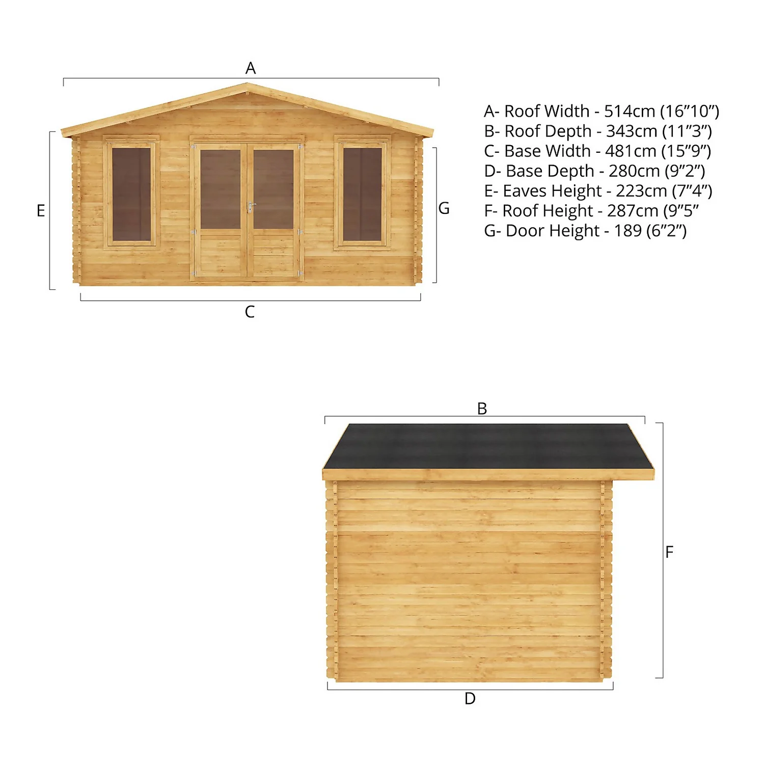 Mercia 5m X 3m Retreat Log Cabin 34mm 11 Mercia 5m X 3m Retreat Log Cabin 34mm - Image 9