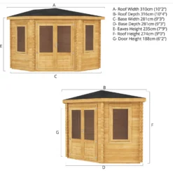 Mercia 3m X 3m Corner Log Cabin 44mm -Elise Bloom 13555839 3895025546488997