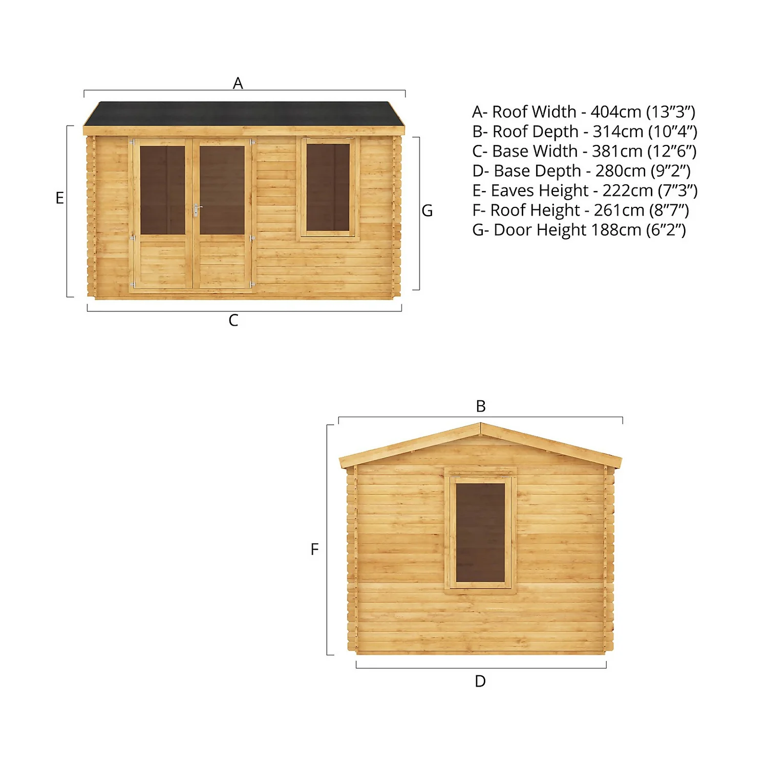 Mercia 4m X 3m Home Office Log Cabin 44mm 11 Mercia 4m X 3m Home Office Log Cabin 44mm - Image 9
