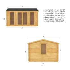 Mercia 4.5m X 3.5m Home Office Log Cabin 44mm -Elise Bloom 13555849 2845025545889702