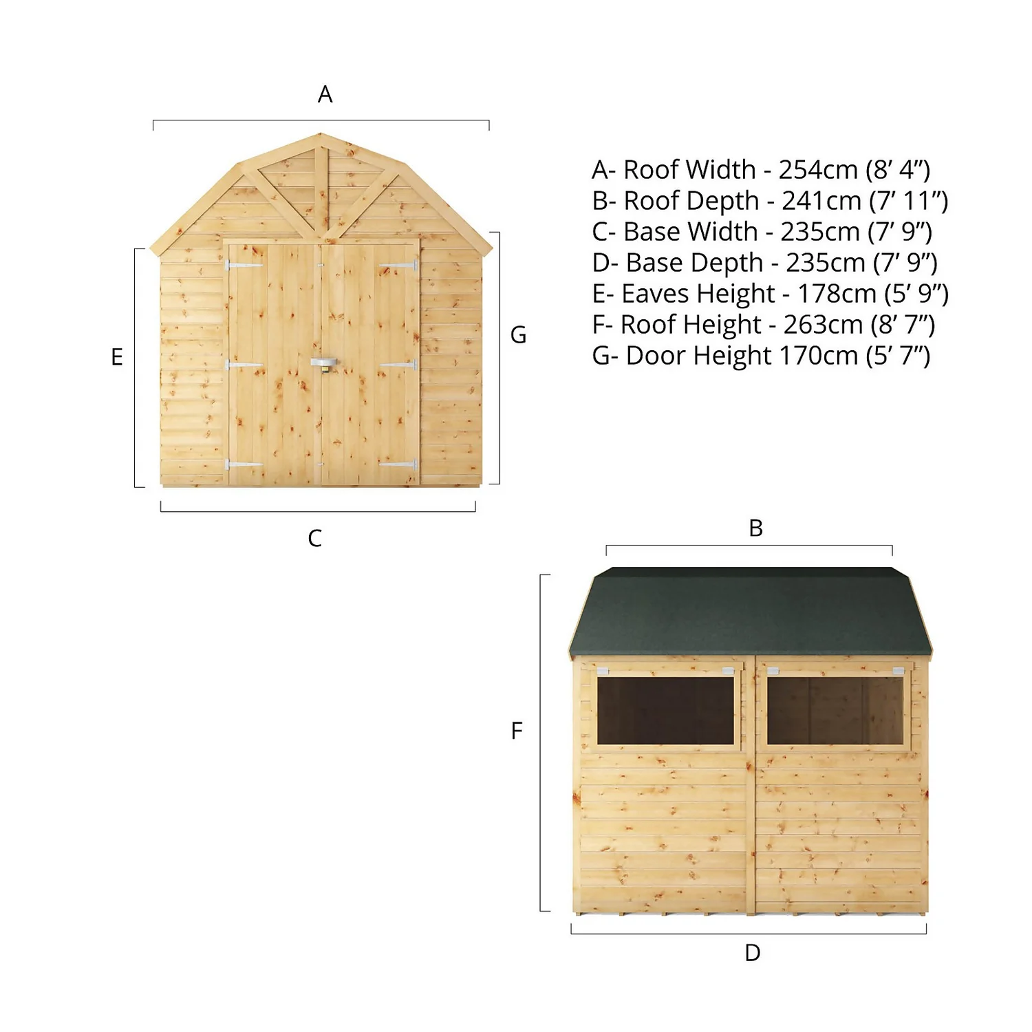 Mercia 8ft X 8ft Premium Shiplap Barn Shed - Including Installation 11 Mercia 8ft X 8ft Premium Shiplap Barn Shed - Including Installation - Image 9