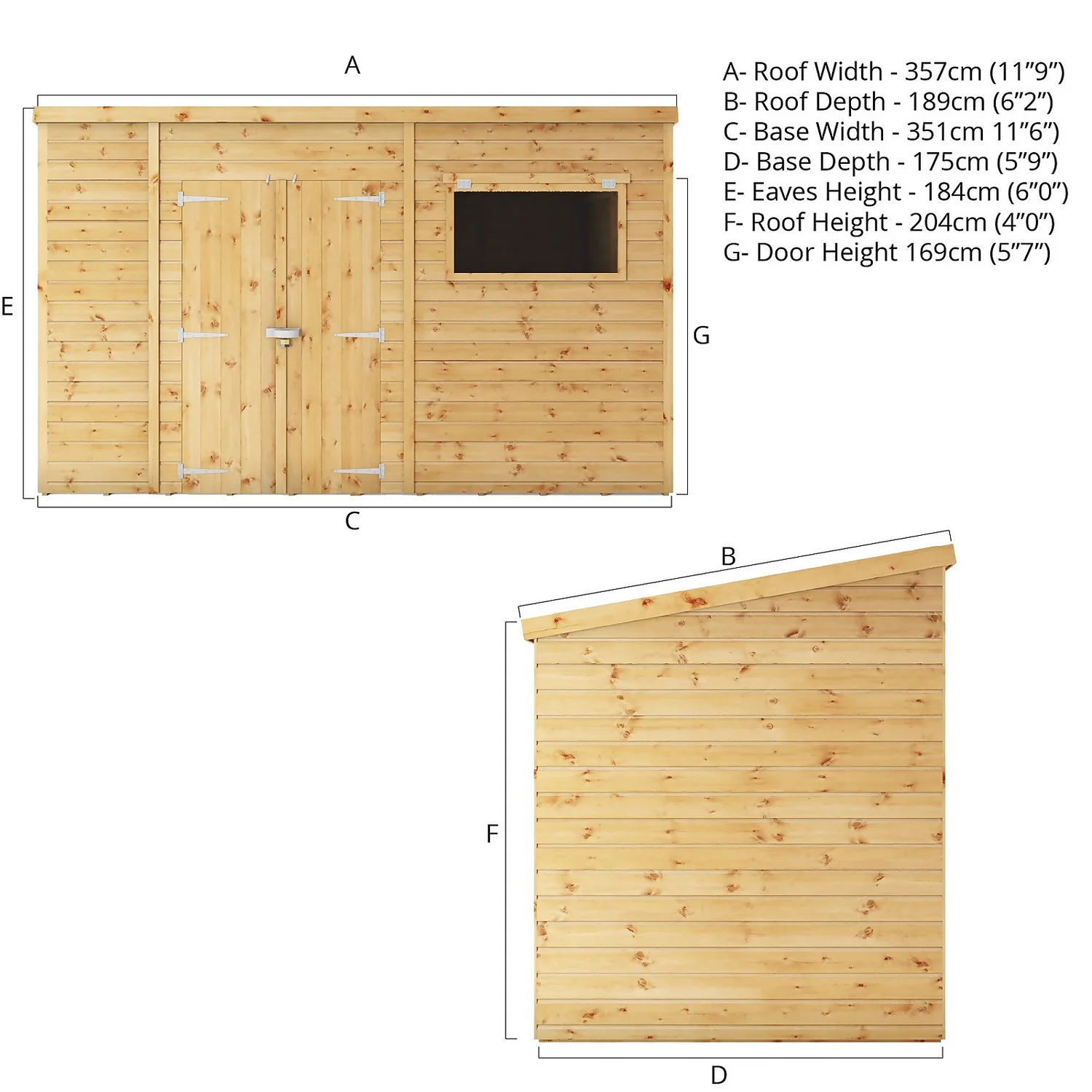 Mercia 12ft X 6ft Premium Shiplap Pent Shed - Including Installation 9 Mercia 12ft X 6ft Premium Shiplap Pent Shed - Including Installation - Image 7
