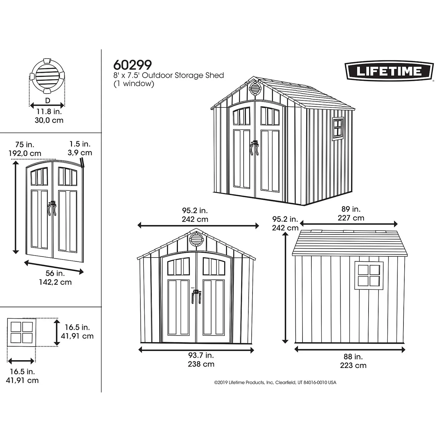 Lifetime Plastic Outdoor Storage Shed - 8x7.5ft 6 Lifetime Plastic Outdoor Storage Shed - 8x7.5ft - Image 4