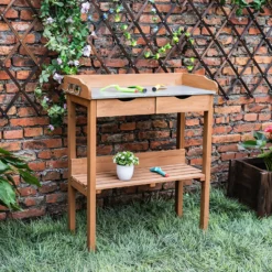 Garden Potting Bench With Two Drawers & Shelf 11 Garden Potting Bench With Two Drawers & Shelf -Elise Bloom 13967031 1225014369218912