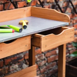 Garden Potting Bench With Two Drawers & Shelf 12 Garden Potting Bench With Two Drawers & Shelf -Elise Bloom 13967031 4255014369303266