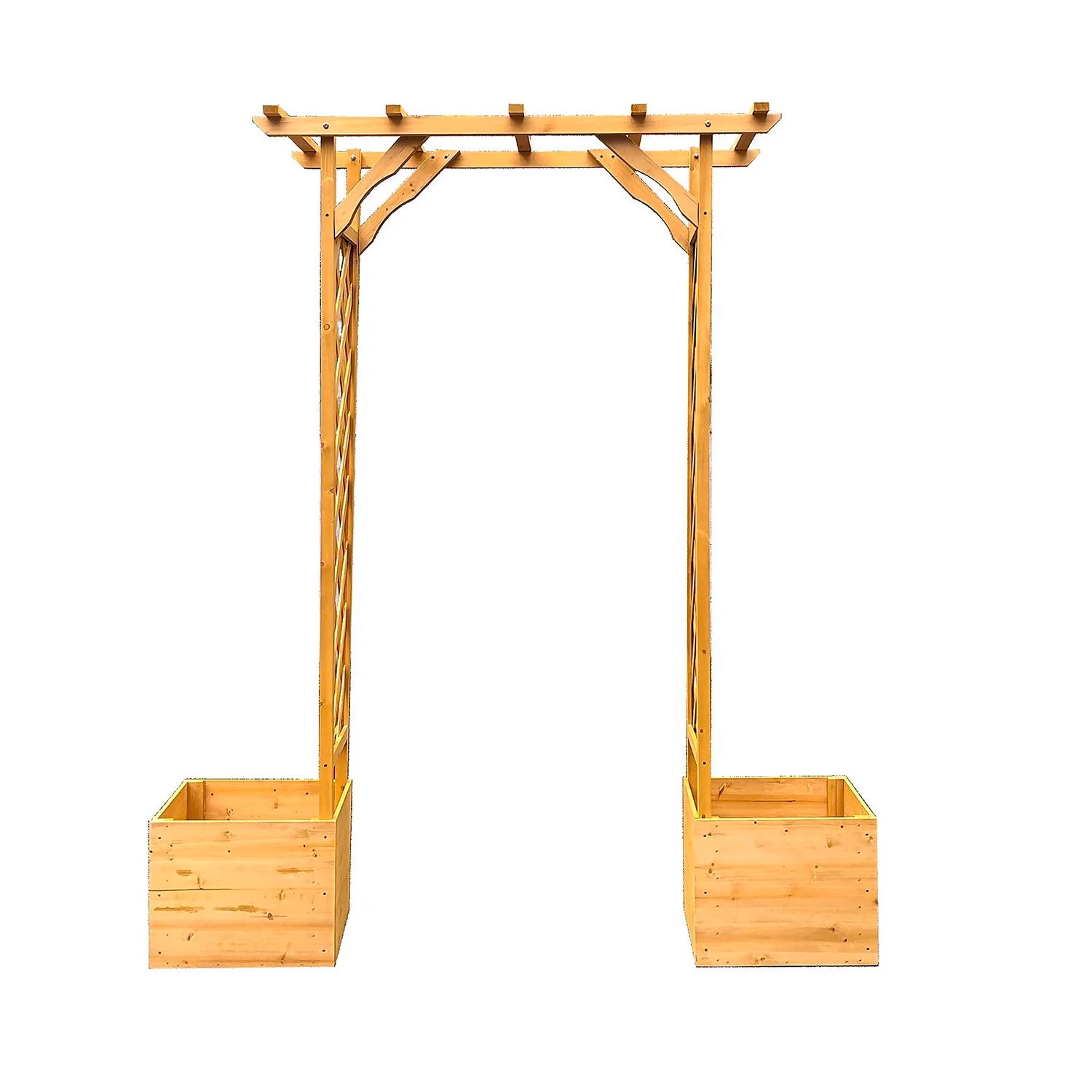 Homebase Wooden Garden Arched Trellis With Planters 3 Homebase Wooden Garden Arched Trellis With Planters