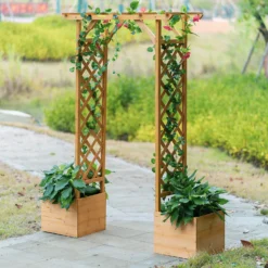 Homebase Wooden Garden Arched Trellis With Planters 11 Homebase Wooden Garden Arched Trellis With Planters -Elise Bloom 13967032 1555014369127463