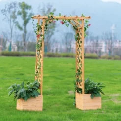 Homebase Wooden Garden Arched Trellis With Planters 12 Homebase Wooden Garden Arched Trellis With Planters -Elise Bloom 13967032 8695014369188411