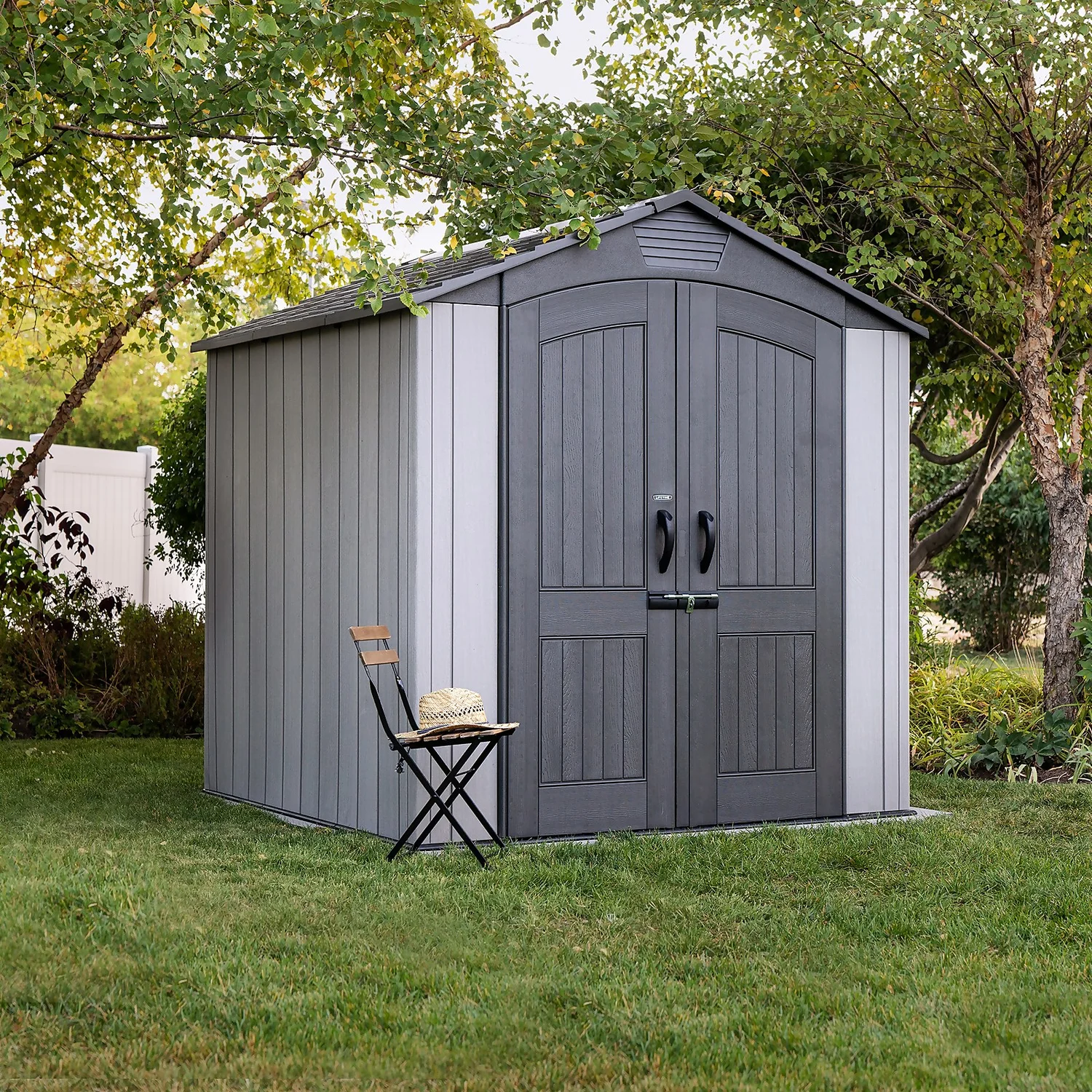 Lifetime 7x7ft Outdoor Storage Shed - Rough-Cut Grey 4 Lifetime 7x7ft Outdoor Storage Shed - Rough-Cut Grey - Image 2
