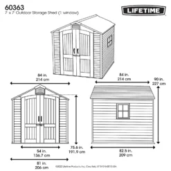 Lifetime 7x7ft Outdoor Storage Shed - Rough-Cut Grey 14 Lifetime 7x7ft Outdoor Storage Shed - Rough-Cut Grey -Elise Bloom 13997403 1555000054831001