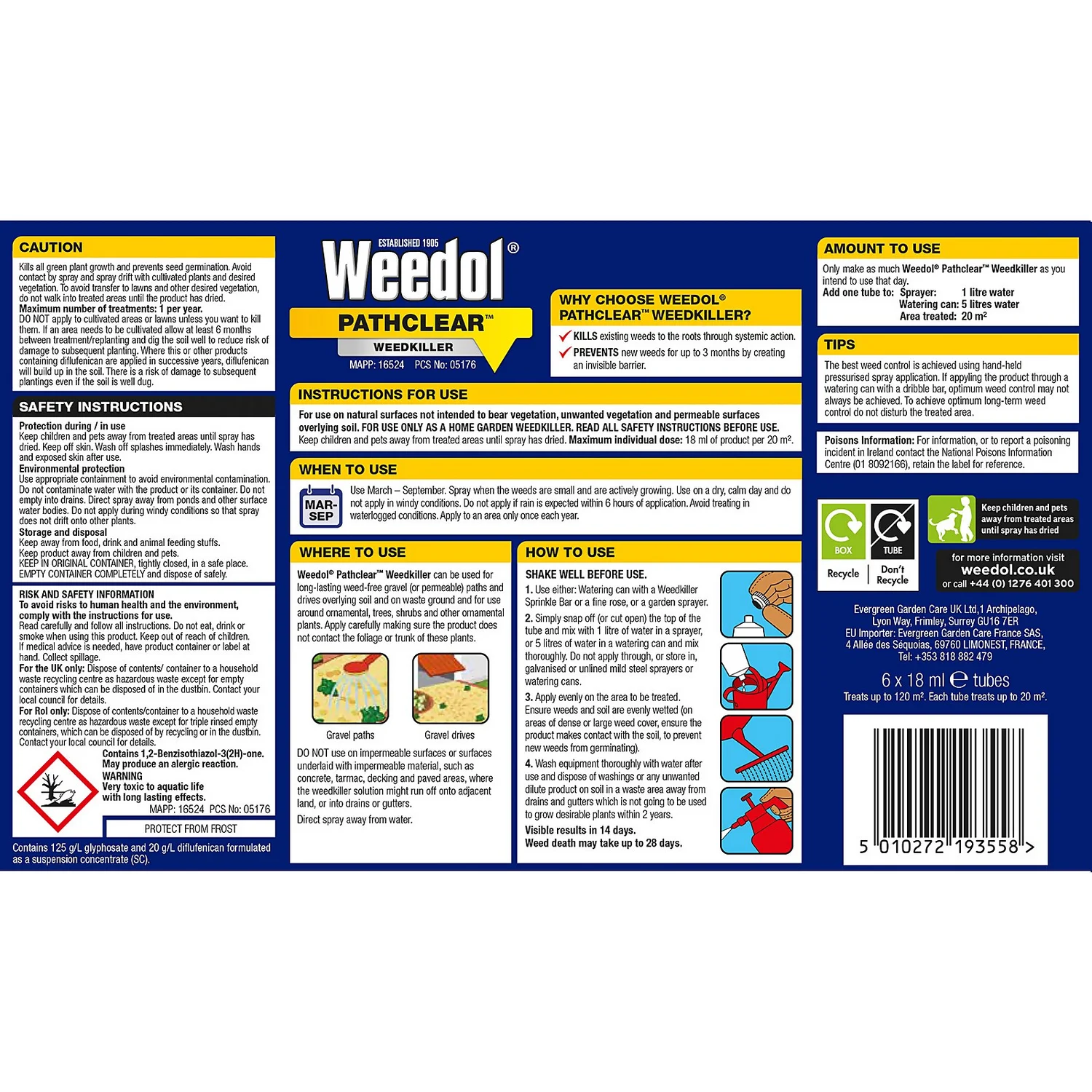 Weedol Pathclear 6 Liquid Concentrate Tubes 4 Weedol Pathclear 6 Liquid Concentrate Tubes - Image 2