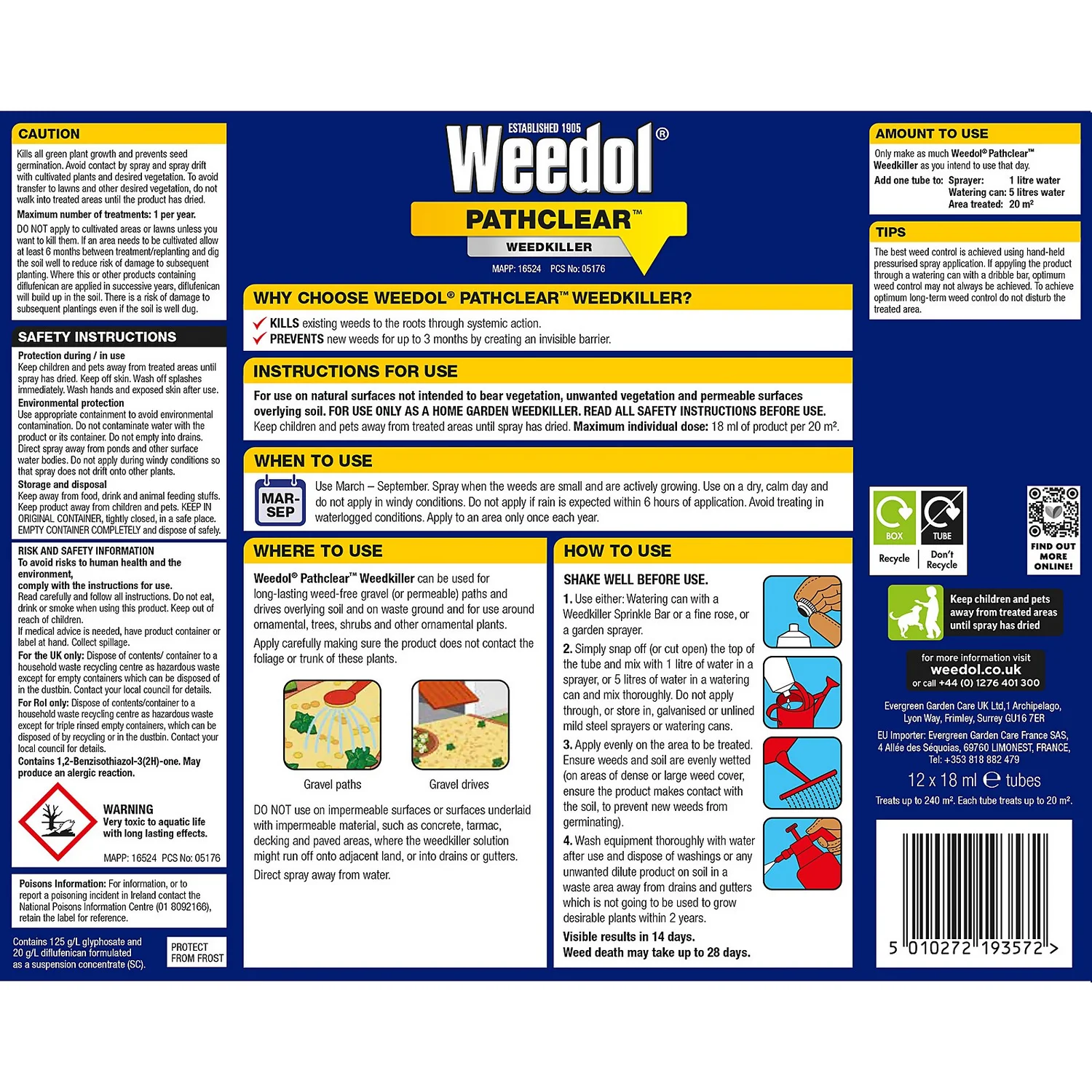 Weedol Pathclear 12 Liquid Concentrate Tubes 4 Weedol Pathclear 12 Liquid Concentrate Tubes - Image 2