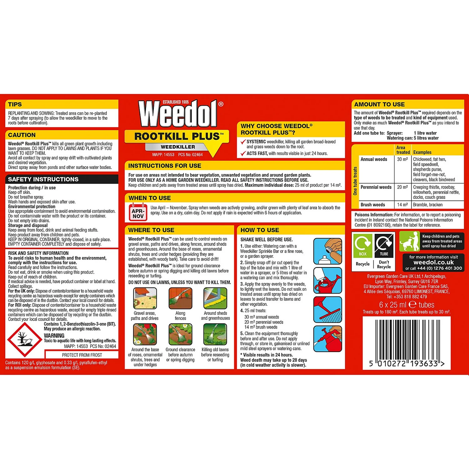 Weedol Rootkill Plus 6 Liquid Concentrate Tubes 4 Weedol Rootkill Plus 6 Liquid Concentrate Tubes - Image 2